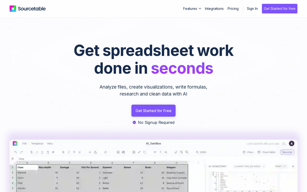 Sourcetable — AI spreadsheet & data analyst