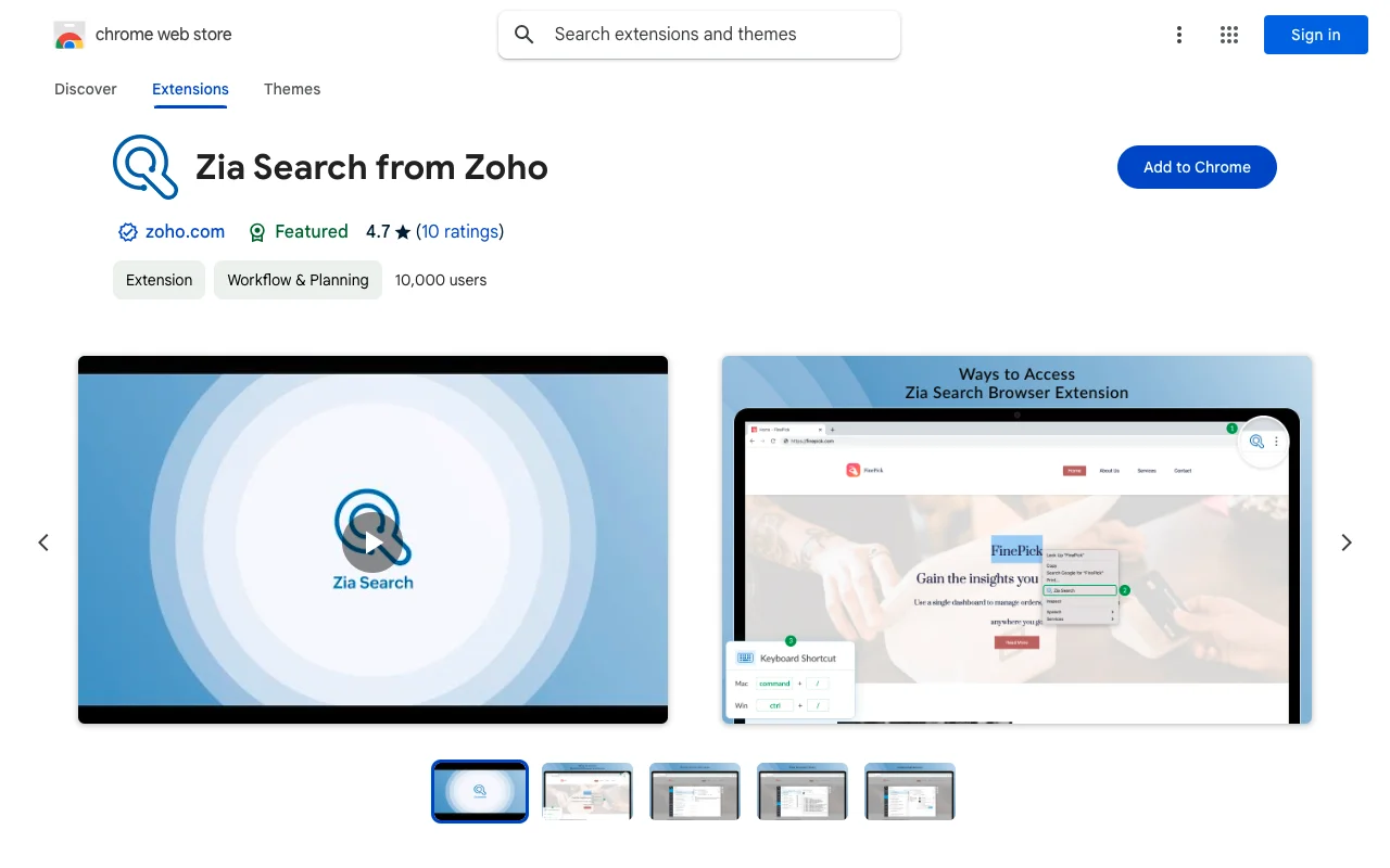 Zia Search from Zoho