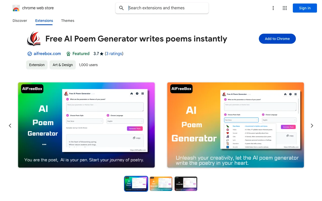 AIFreeBoxAI诗歌生成器