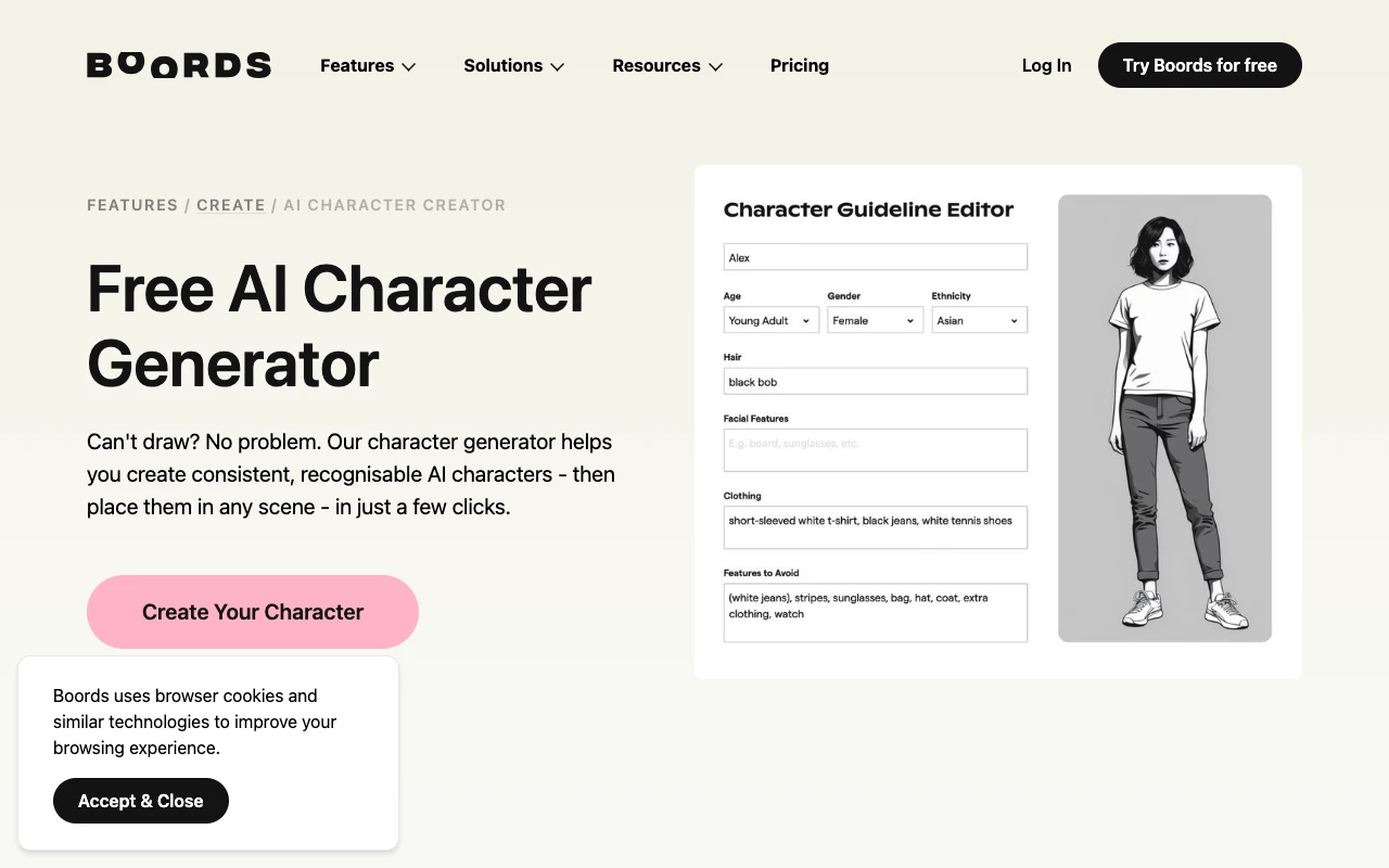 Boords AI Character Generator
