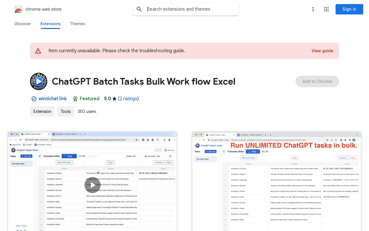 ChatGPT Batch Tasks Excel