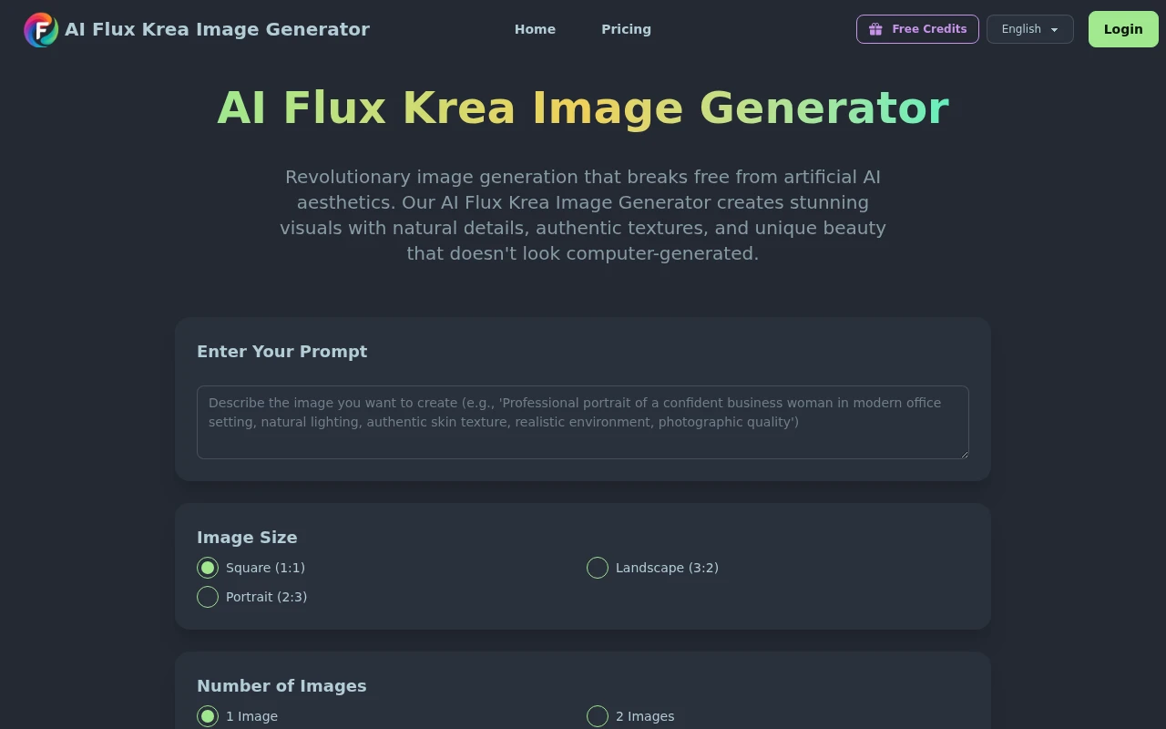 AI Flux Krea Image Generator