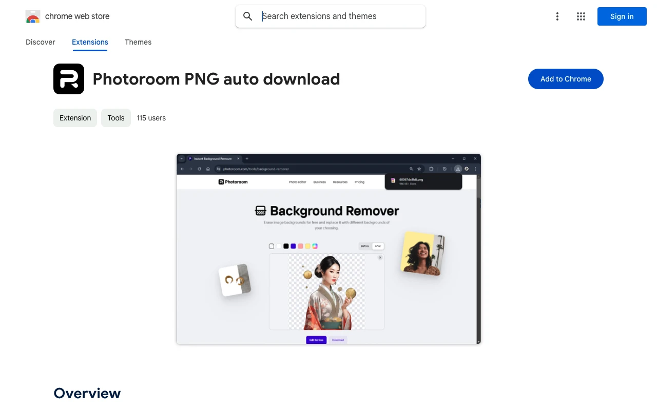 Photoroom PNG auto download