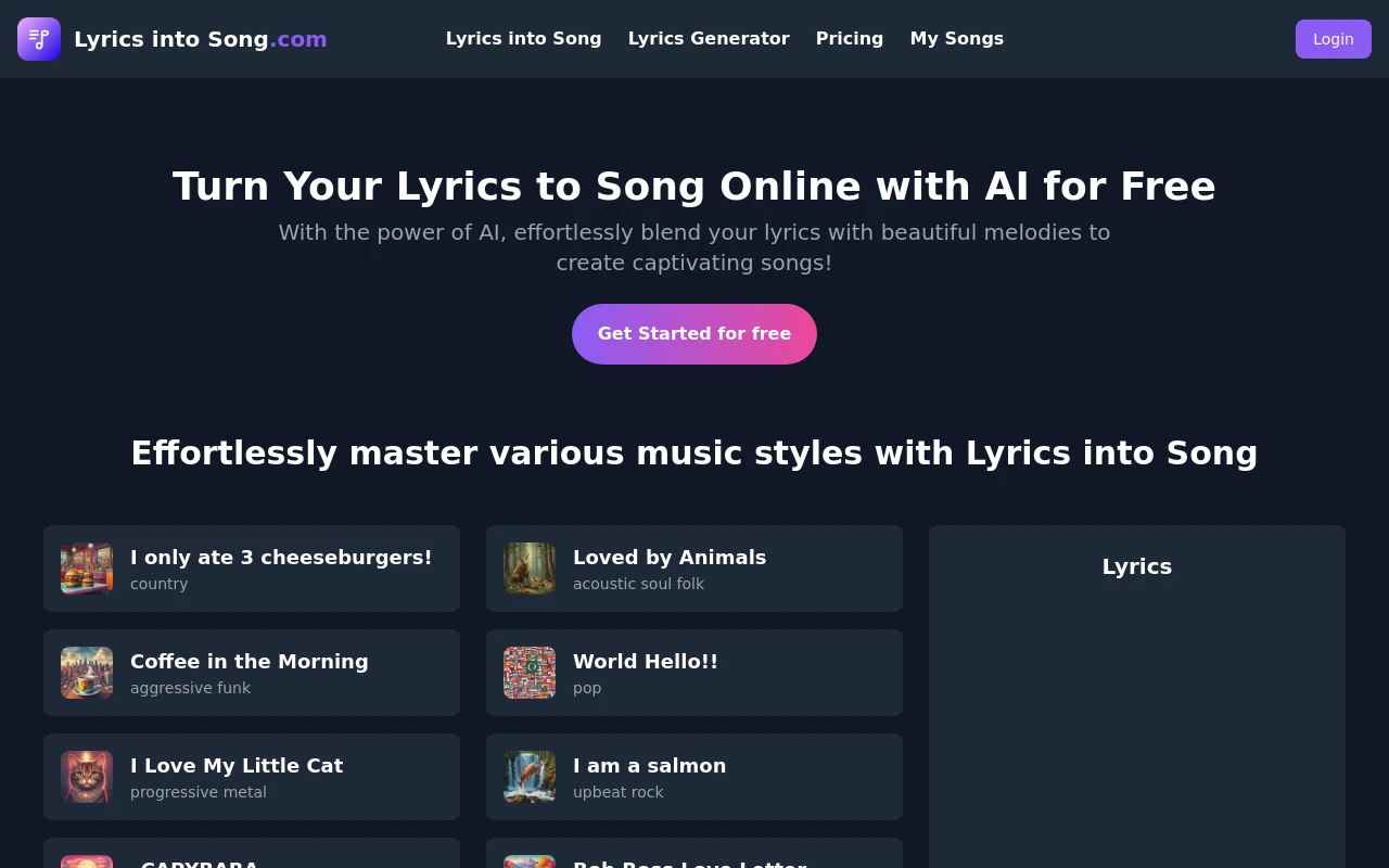 Lyrics into Song AI Online Free
