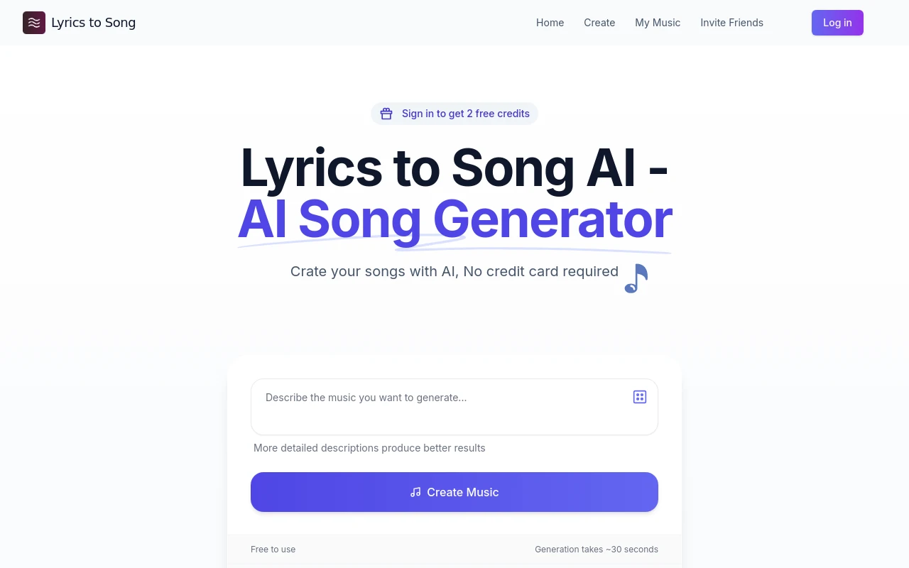 Free Lyrics to Song AI