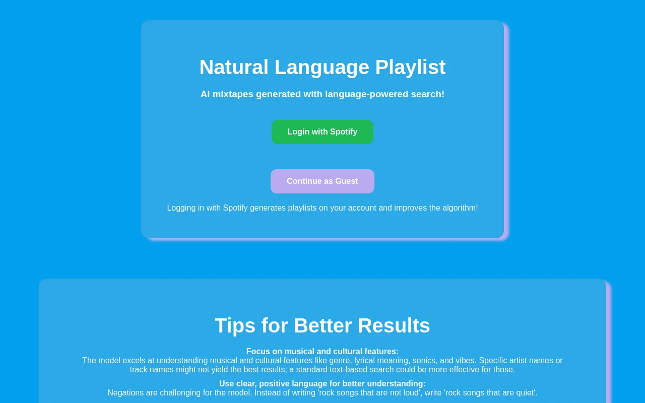 Natural Language Playlist