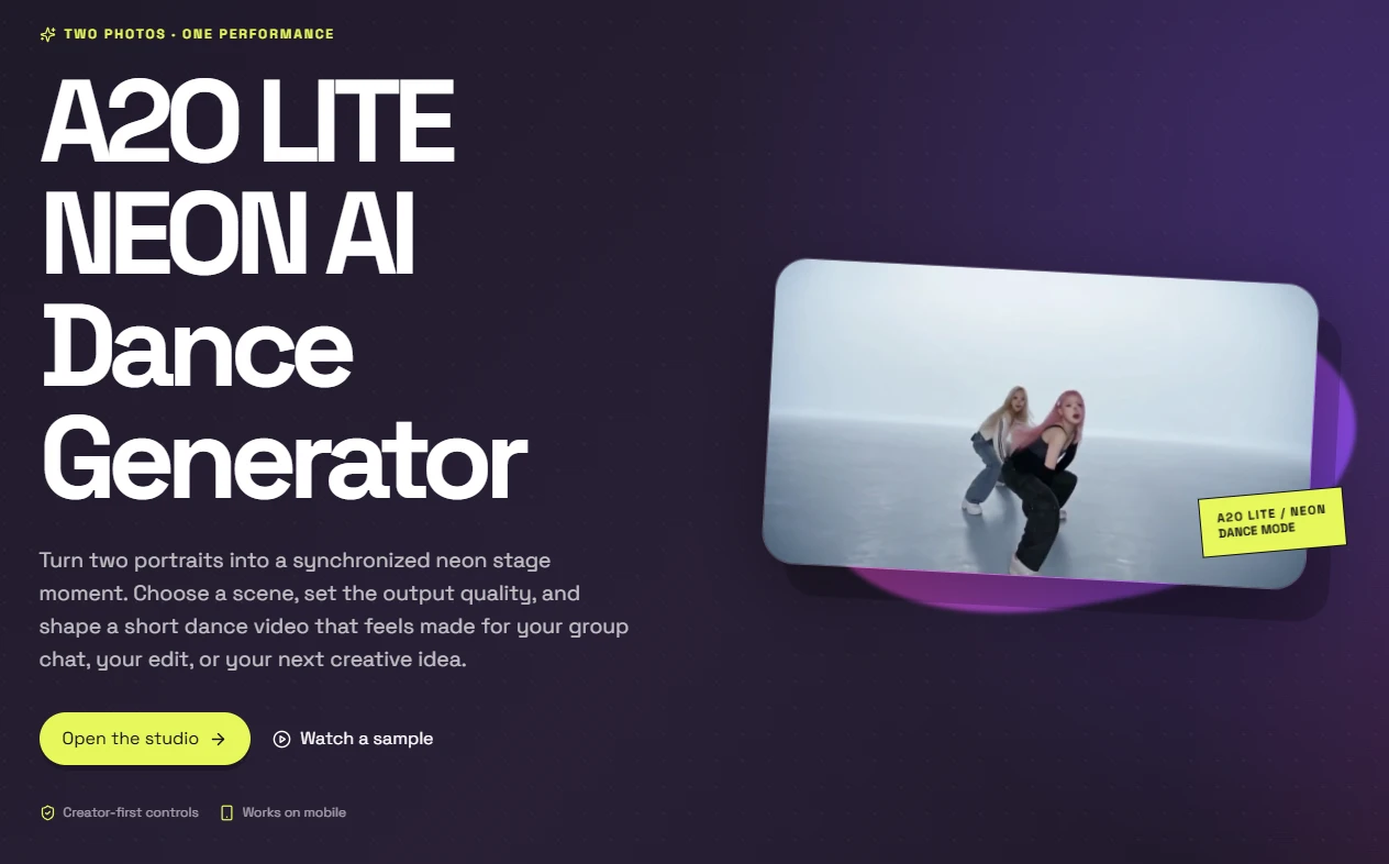 A2O LITE NEON AI Dance Generator